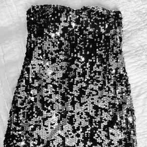 Sequined strapless mini dress